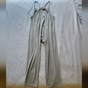 L, grey jumpsuit w/ back pockets/chest pocket and spaghetti straps